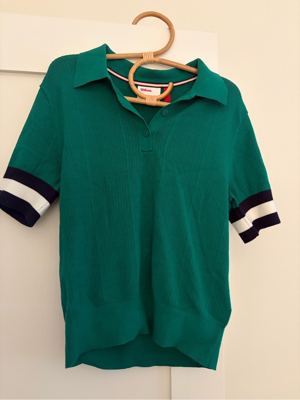 Wilson Teal Knit Polo with Navy and White Neck Trim